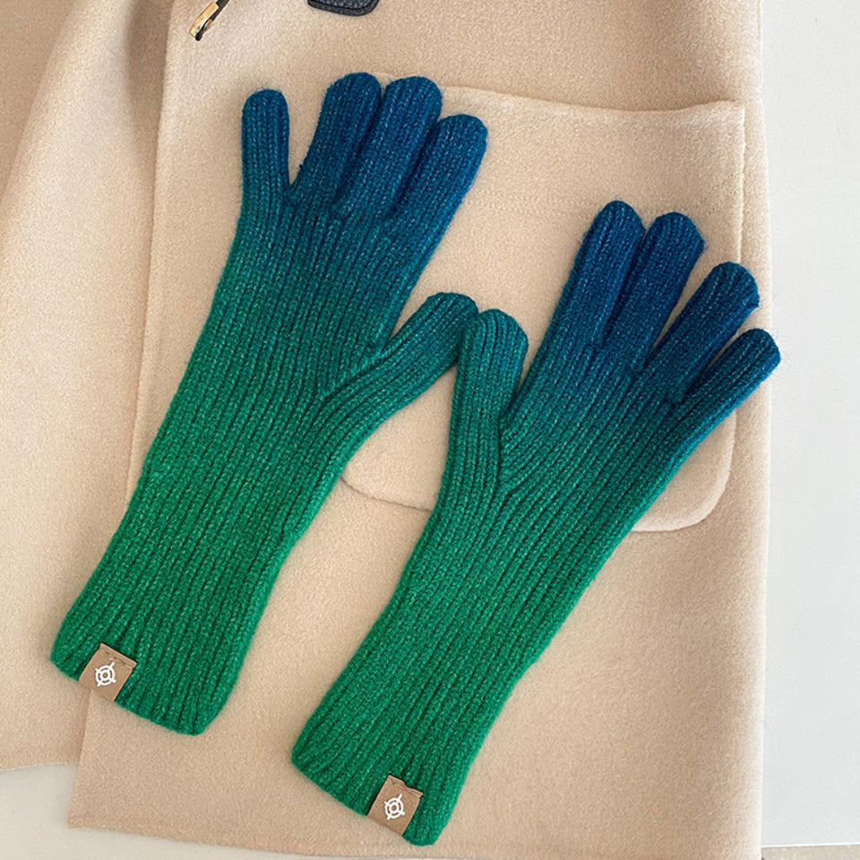 Fashion gradient winter gloves with a warm and stylish design.