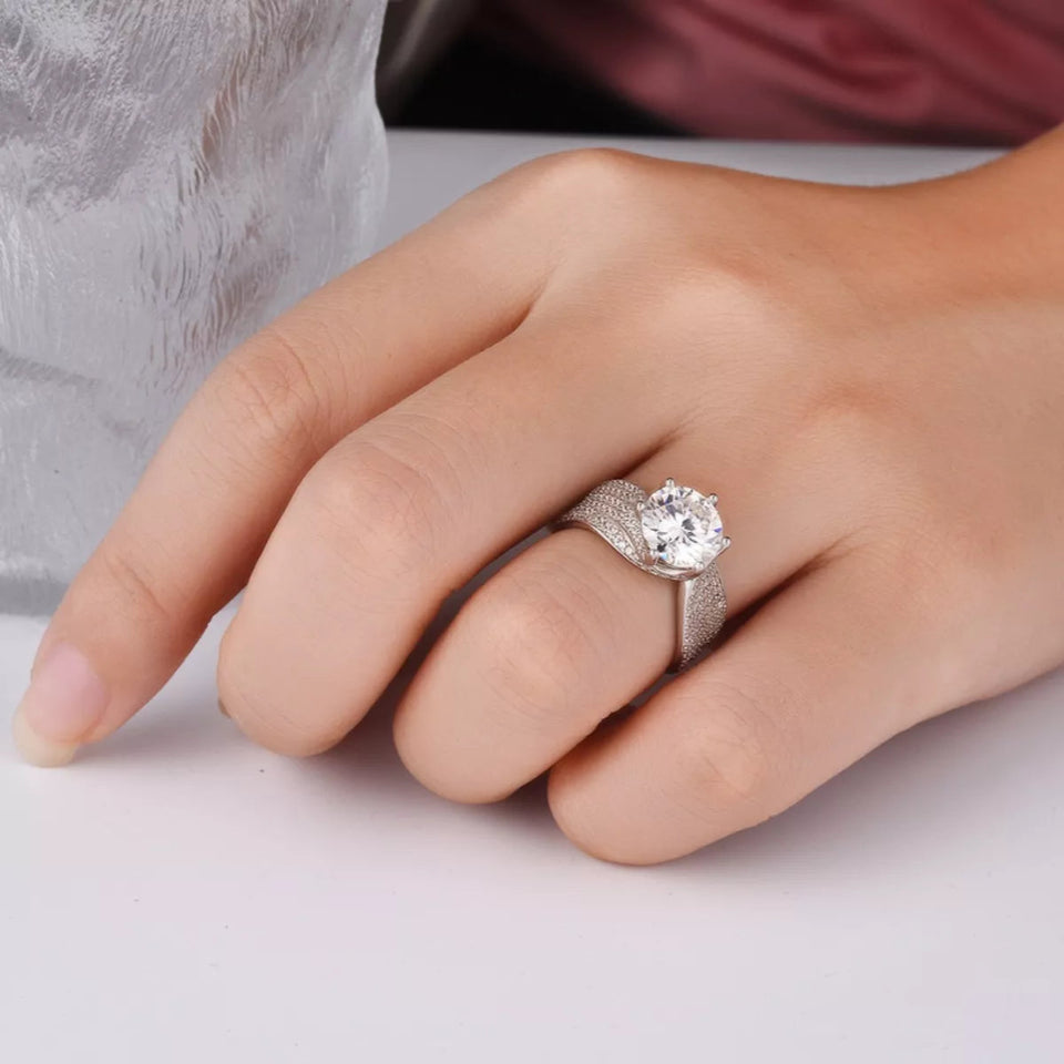 3 carat moissanite ring crafted in 925 sterling silver with a brilliant sparkling gemstone.