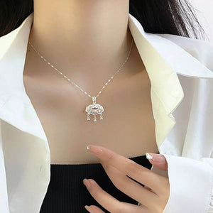 925 sterling silver lock pendant necklace with an elegant polished design.