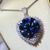 20 carat moissanite pendant necklace crafted in 925 sterling silver with a brilliant sparkling gemstone.