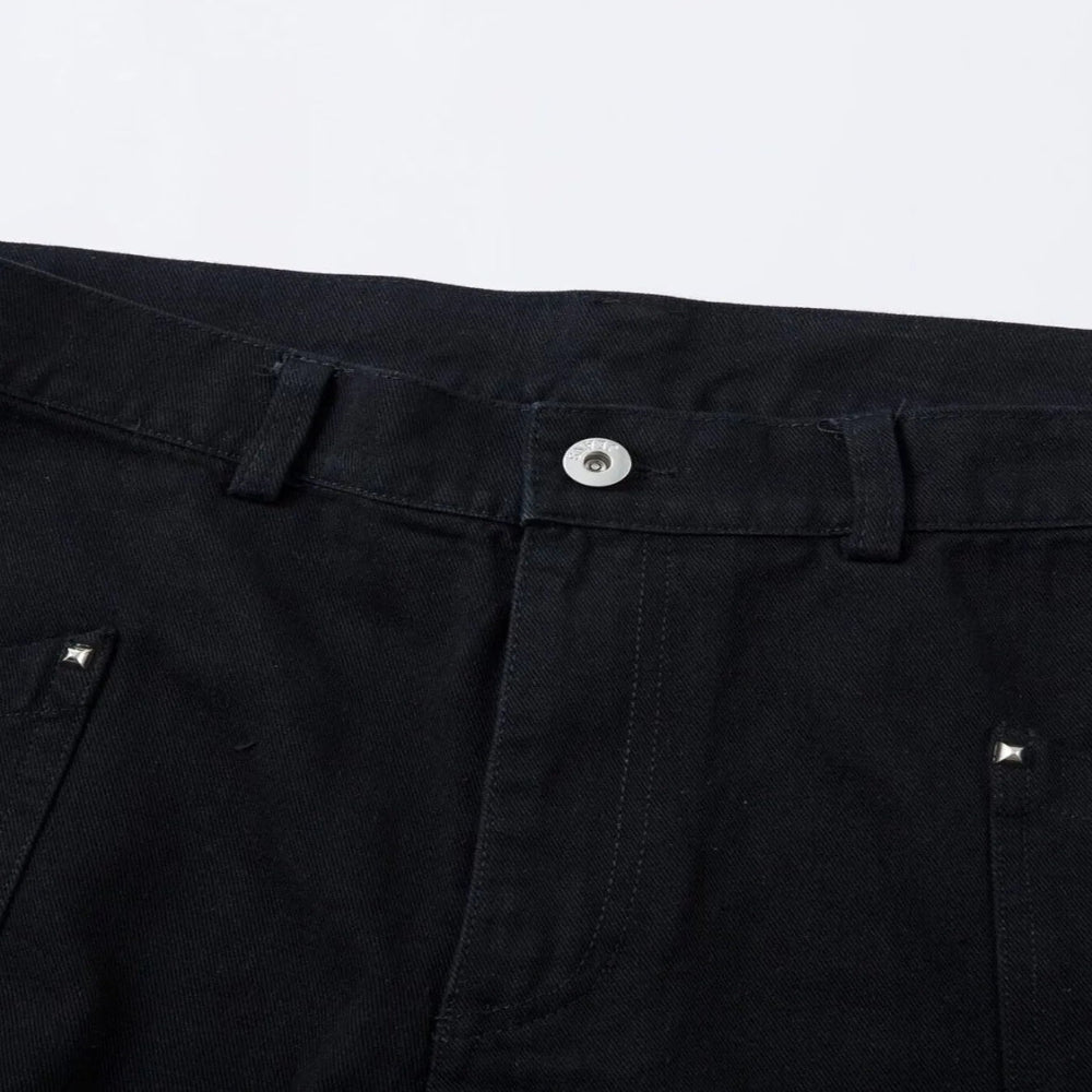 Men's Wide Leg Cargo Jeans - Black