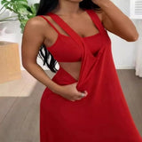 Scoop Neck Cami and Maxi Dress Set - Black