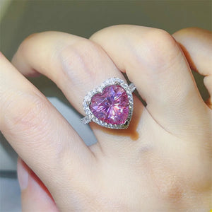 5 carat heart-shaped moissanite ring crafted in 925 sterling silver with a brilliant sparkling gemstone.