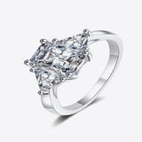 3 carat moissanite ring crafted in rhodium-plated 925 sterling silver with a brilliant sparkling gemstone and elegant minimalist design.