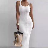 Fashion Women's Wear Tight Dress Sleeveless - Green