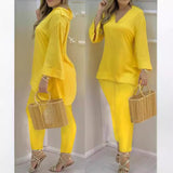 Bell Sleeve Top And Trousers Fashion Suit Women