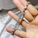 925 sterling silver moissanite bracelet with brilliant sparkling gemstones.