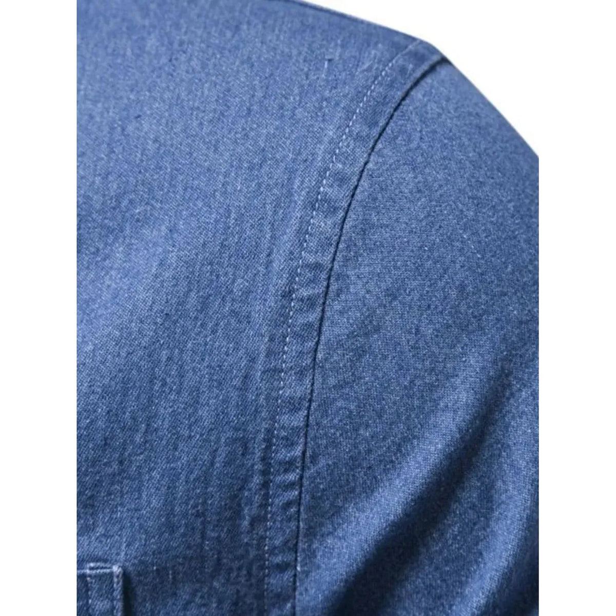 Men's Button-Down Denim Shirt with Chest Pocket - Blue