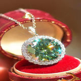 10 carat moissanite pendant necklace with a platinum-plated finish and brilliant sparkling gemstone.