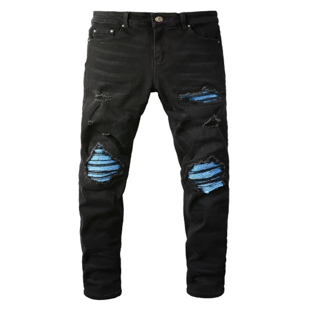 Men's Distressed Skinny Jeans - Black