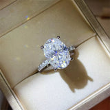 8 carat moissanite ring crafted in platinum-plated 925 sterling silver with a brilliant sparkling gemstone.