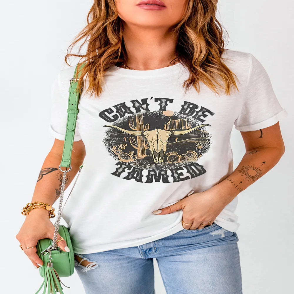Graphic Round Neck Short Sleeve T-Shirt - White
