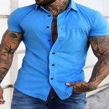 Men's Full Size Slim Fit Short Sleeve Button-Down Shirt Plus Size - Black