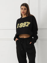 Women’s 1997 Cropped Sweatshirt & Jogger Set - Black