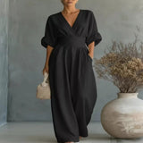 Full Size Half Sleeve Wide Leg Jumpsuit Plus Size - Light Blue