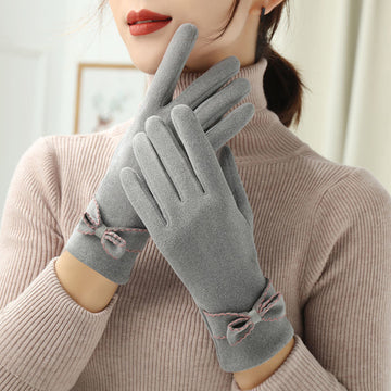 Women's Fleece Winter Fashion Gloves - Black