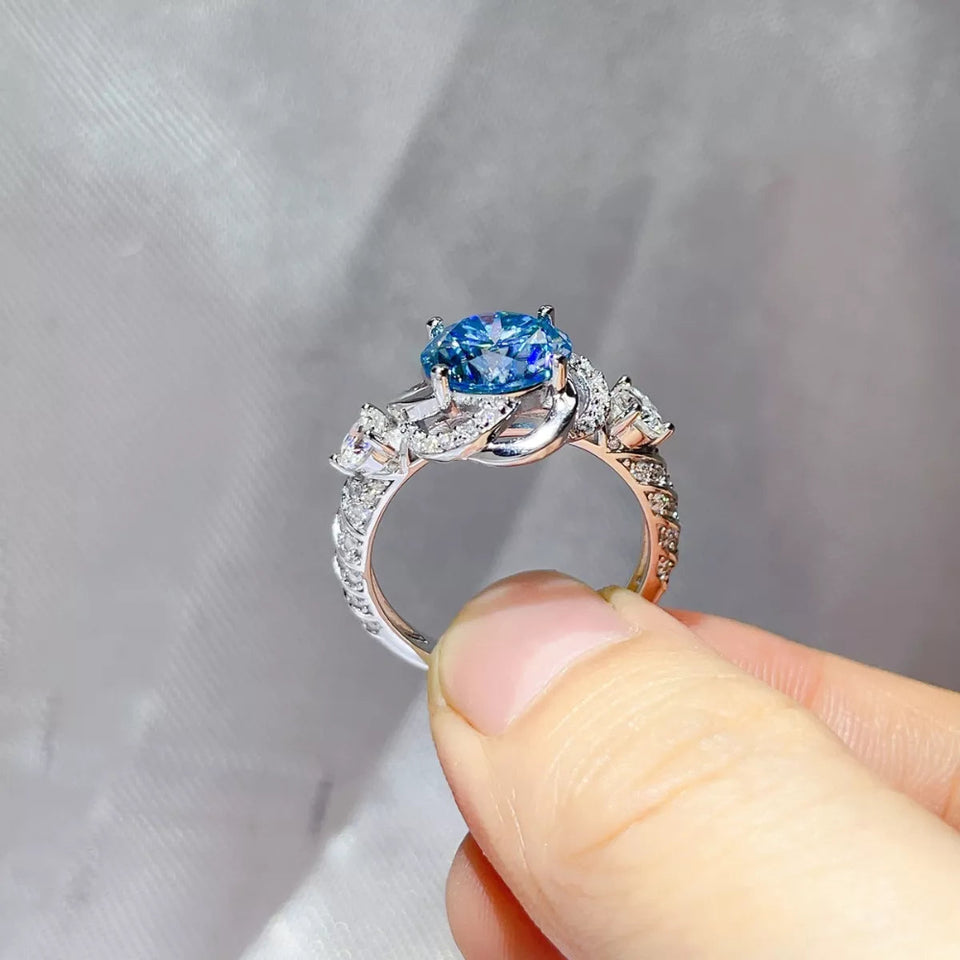 Luxury 3 carat moissanite ring crafted in 925 sterling silver with a brilliant sparkling gemstone.