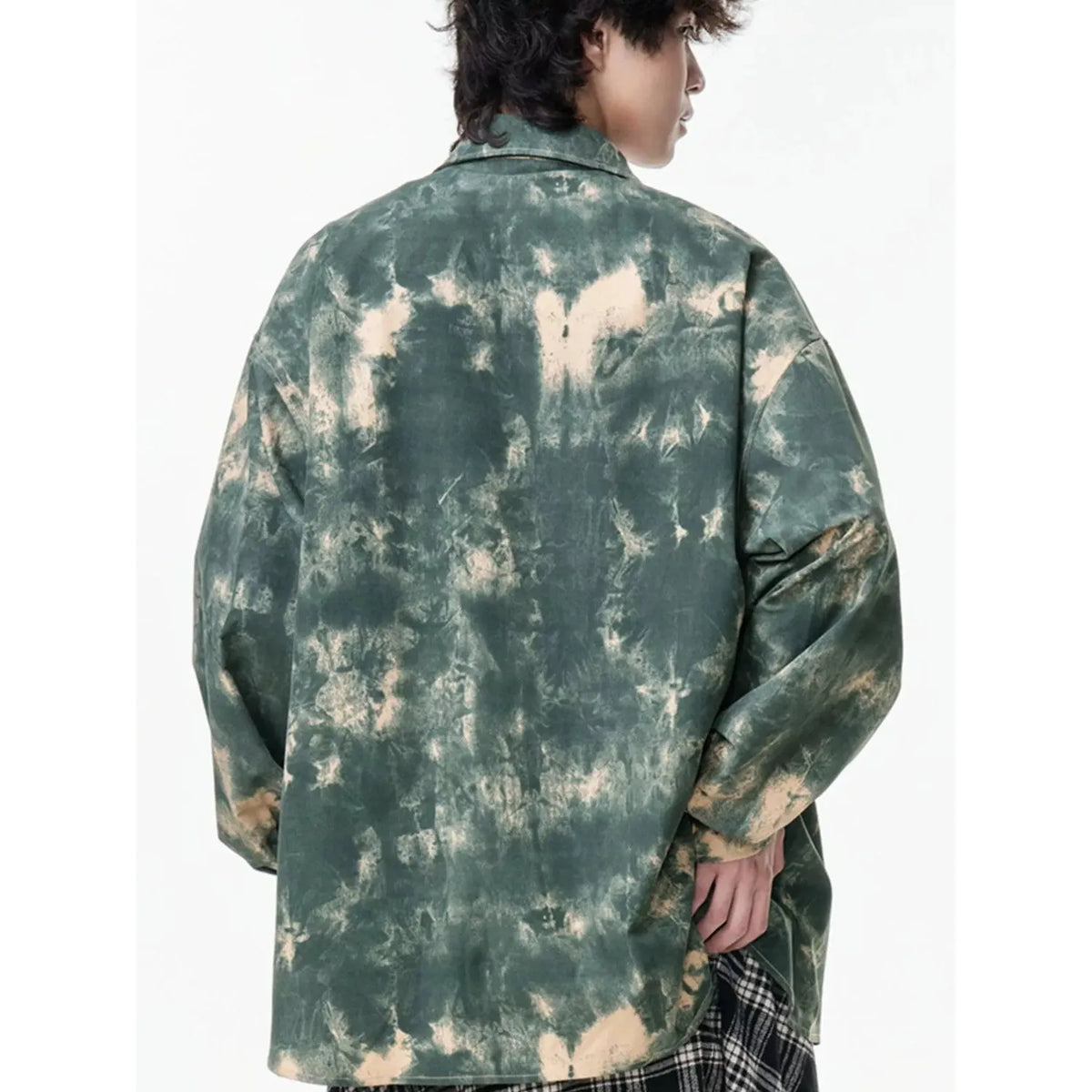 Men's Plus Size Tie-Dye Button-Up Shirt - Burgundy