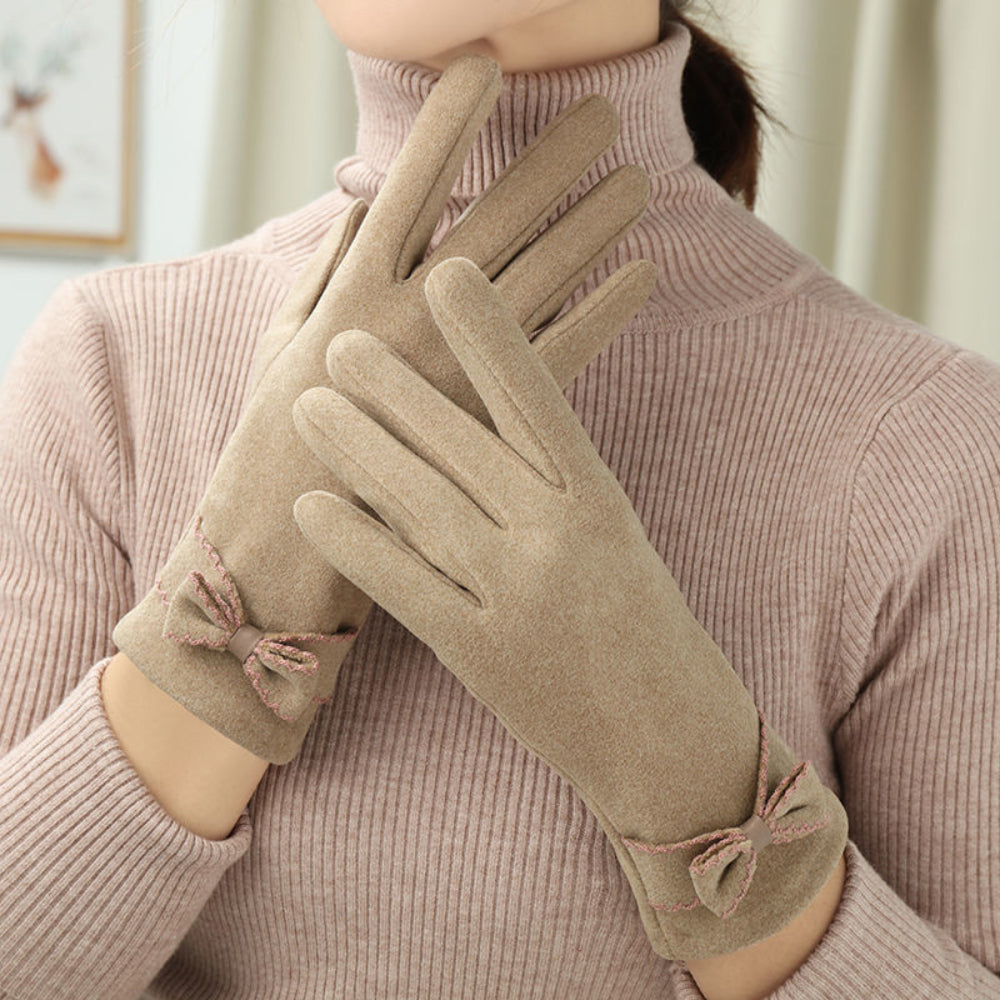 Women's Fleece Winter Fashion Gloves - Khaki
