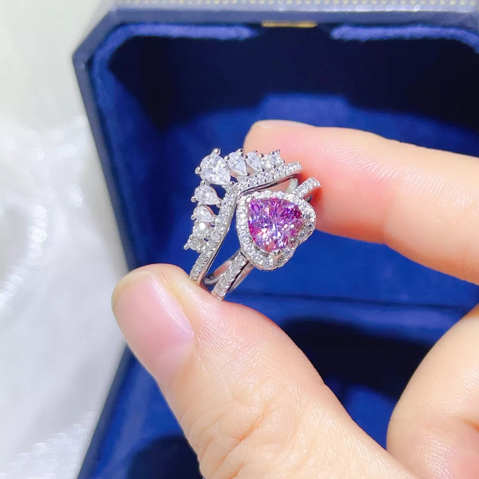 2 carat moissanite ring set crafted in 925 sterling silver with brilliant sparkling gemstones.
