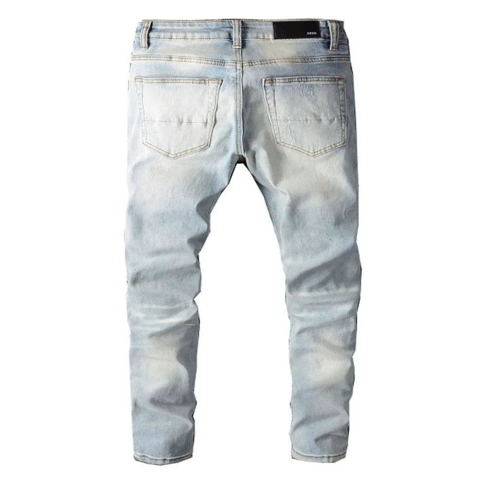 Men's Distressed Jeans With Pockets - Light