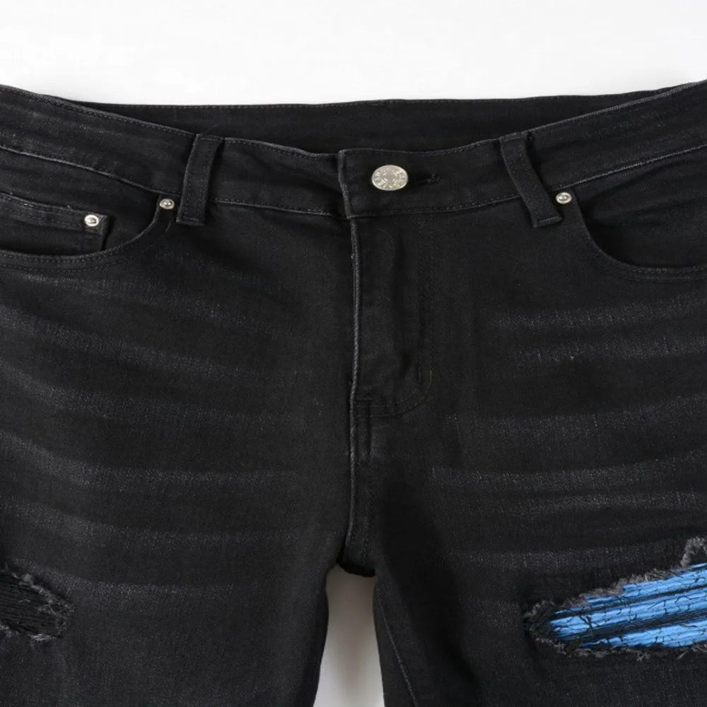 Men's Distressed Skinny Jeans - Black