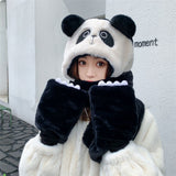 Women's winter hat, scarf, and gloves 3-piece set with soft warm knit fabric and cute bear design for cold weather.