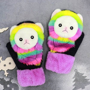 Cute plus velvet padded winter gloves with soft insulated lining.