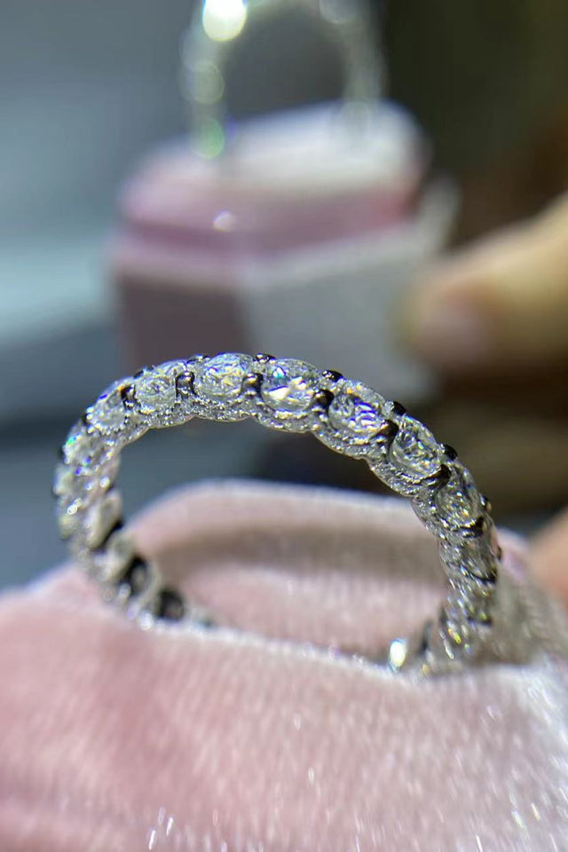 1.5 carat moissanite ring with a brilliant sparkling gemstone in an elegant setting.