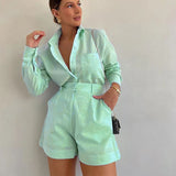 Loose Solid Color Casual Fashion Set Women - Greyish Purple