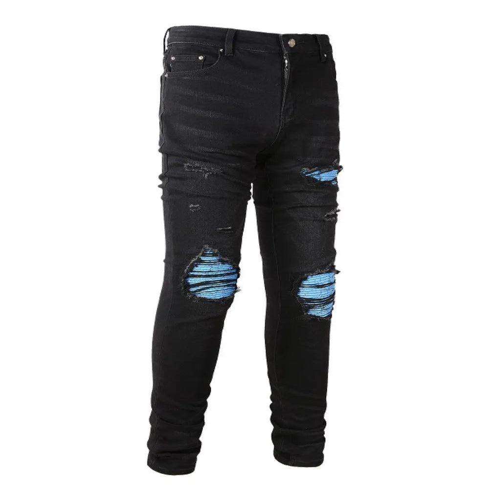 Men's Distressed Skinny Jeans - Black