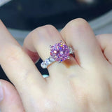 Luxury 5 carat moissanite engagement ring crafted in 925 sterling silver with a brilliant sparkling gemstone.
