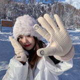 Women's thick warm touchscreen winter gloves with soft insulated fabric for everyday cold-weather wear.