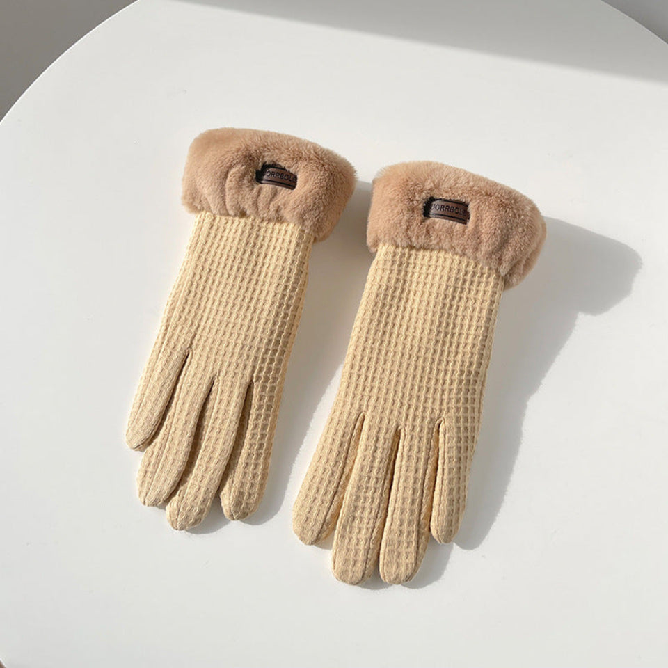 Women's thick warm touchscreen winter gloves with soft insulated fabric for everyday cold-weather wear.