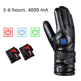 Rechargeable heated winter cycling gloves with three-level temperature control for outdoor cold-weather activities.