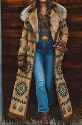 Fashion Retro Women's Coat, Warm Printed Long Coat - 6style
