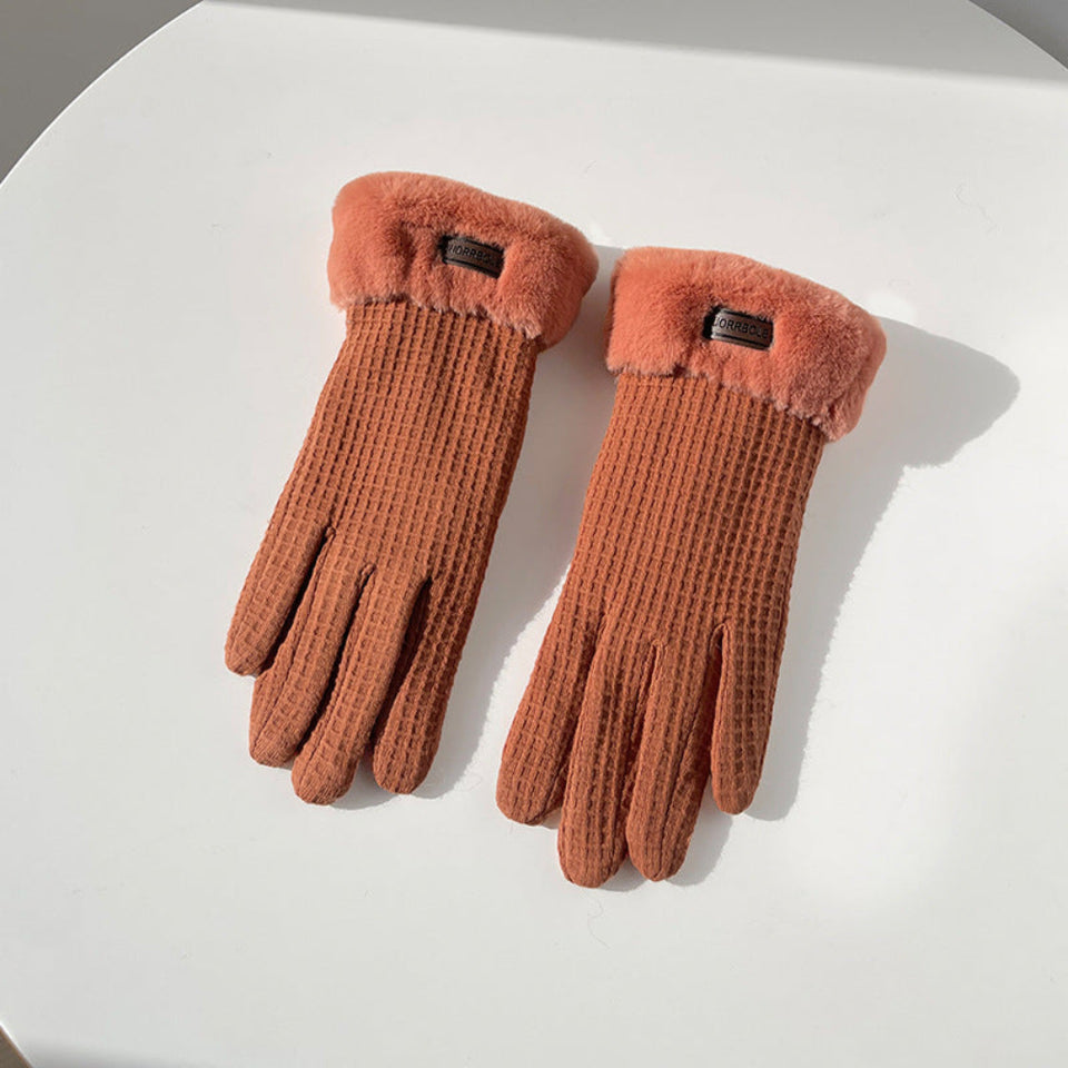 Women's thick warm touchscreen winter gloves with soft insulated fabric for everyday cold-weather wear.