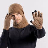 Winter Fleece-Lined Hat, Scarf & Gloves Set – 3-Piece Cold Weather Set - Black