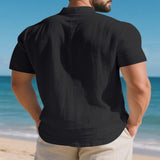 Men's Full Size Button Detail Short Sleeve Shirt Plus Size - White