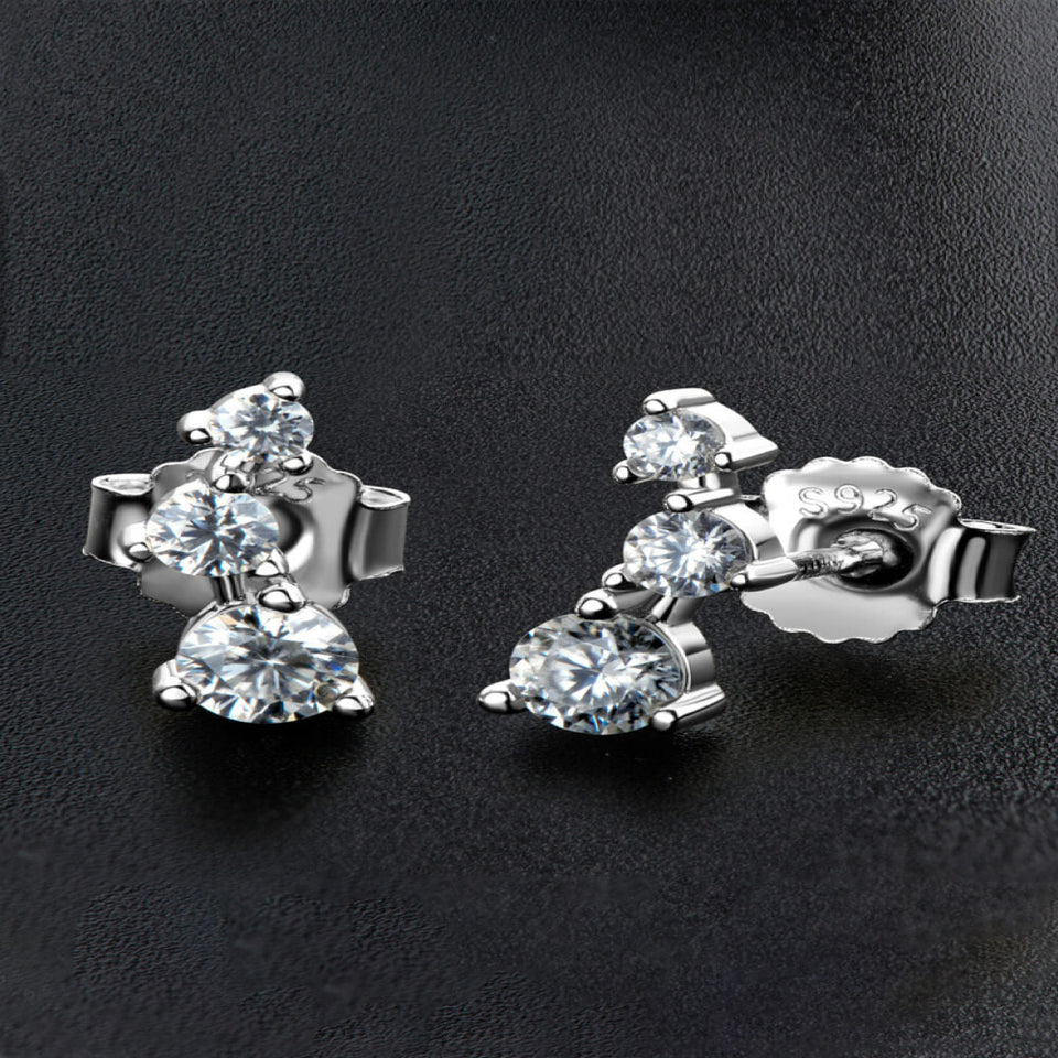 Moissanite stud earrings with brilliant sparkling gemstones in an elegant classic design.