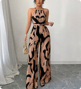 Women's Fashion Zebra Print Suspender Jumpsuit - S