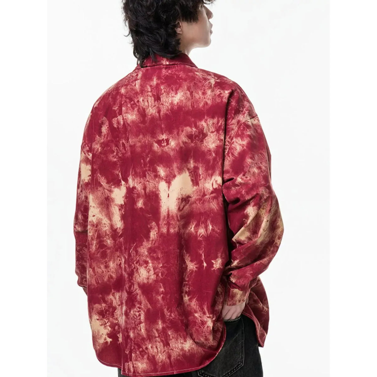 Men's Plus Size Tie-Dye Button-Up Shirt - Bright Yellow