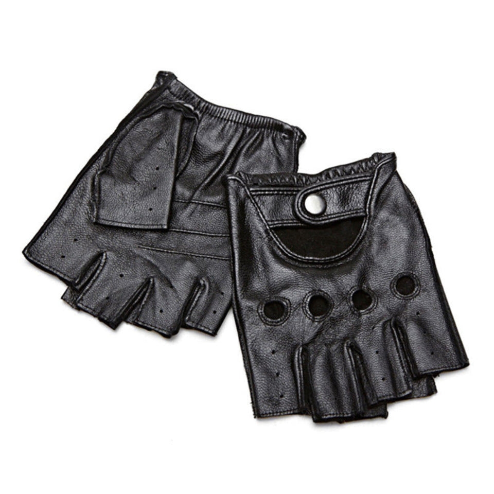 Sheepskin half finger winter gloves with warm insulated lining.
