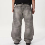 Men's Vintage Wash Wide Leg Jeans - Gray