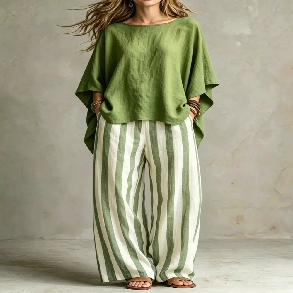 Full Size Solid Color Top and Pants Set Plus Size - Olive