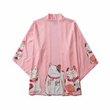 Japan Style Clothes Men Summer Streetwear Cat Print Kimono Cardigan - 16