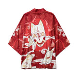 Japan Style Clothes Men Summer Streetwear Cat Print Kimono Cardigan - 9--White