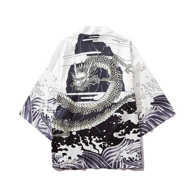Japan Style Clothes Men Summer Streetwear Cat Print Kimono Cardigan Mandarin Robe Men Unisex Japanese Trend Kimonos