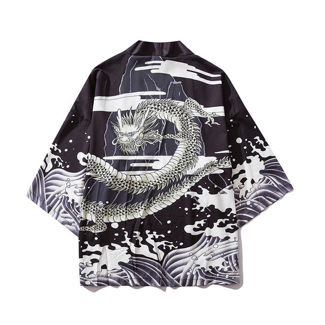 Japan Style Clothes Men Summer Streetwear Cat Print Kimono Cardigan Mandarin Robe Men Unisex Japanese Trend Kimonos