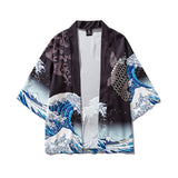 Japan Style Clothes Men Summer Streetwear Cat Print Kimono Cardigan - 15